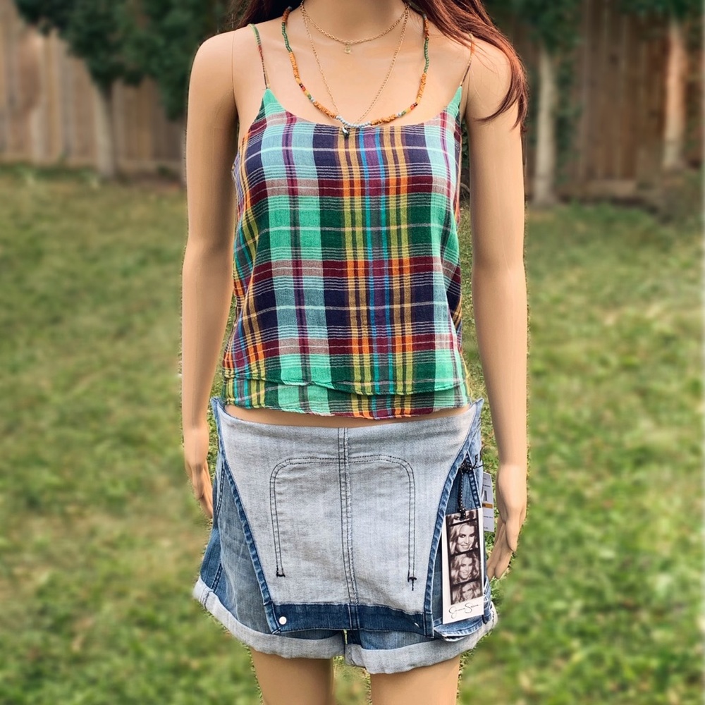 NWT Polo Ralph Lauren rainbow plaid boho tank top